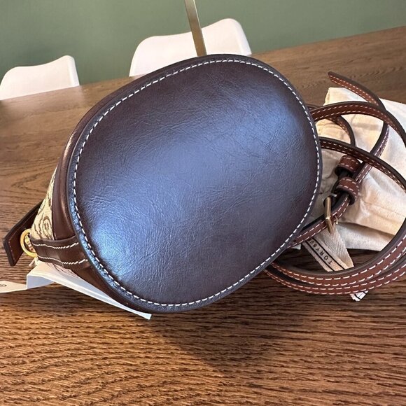 NWT! NEW Tory Burch T Monogram Jacquard Mini Bucket Bag -Tan -leather trim - Picture 8 of 14